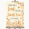 Autumn Leaves Guest Tree Leaf Customised Wedding Sign