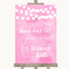 Baby Pink Watercolour Lights Wishing Well Message Customised Wedding Sign