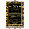 Black & Gold Damask I Spy Disposable Camera Customised Wedding Sign