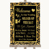 Black & Gold Damask Welcome Order Of The Day Customised Wedding Sign