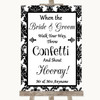 Black & White Damask Confetti Customised Wedding Sign
