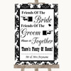 Black & White Damask Friends Of The Bride Groom Seating Wedding Sign