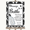 Black & White Damask Message In A Bottle Customised Wedding Sign