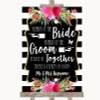 Black & White Stripes Pink Friends Of The Bride Groom Seating Wedding Sign