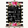 Black & White Stripes Pink Guestbook Advice & Wishes Mr & Mrs Wedding Sign