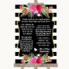 Black & White Stripes Pink Romantic Vows Customised Wedding Sign