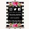 Black & White Stripes Pink Social Media Hashtag Photos Customised Wedding Sign