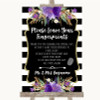 Black & White Stripes Purple Fingerprint Guestbook Customised Wedding Sign