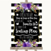 Black & White Stripes Purple All Family No Seating Plan Wedding Sign