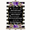 Black & White Stripes Purple In Loving Memory Customised Wedding Sign