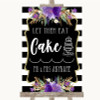 Black & White Stripes Purple Let Them Eat Cake Customised Wedding Sign