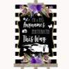 Black & White Stripes Purple Photobooth This Way Left Customised Wedding Sign