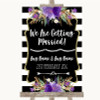 Black & White Stripes Purple We Are Getting Married Customised Wedding Sign