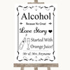 Black & White Alcohol Bar Love Story Customised Wedding Sign