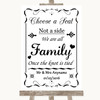 Black & White Choose A Seat We Are All Family Customised Wedding Sign