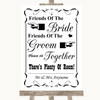 Black & White Friends Of The Bride Groom Seating Customised Wedding Sign