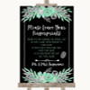 Black Mint Green & Silver Fingerprint Guestbook Customised Wedding Sign