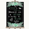 Black Mint Green & Silver Guestbook Advice & Wishes Mr & Mrs Wedding Sign