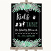 Black Mint Green & Silver Kids Table Customised Wedding Sign