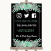 Black Mint Green & Silver Social Media Hashtag Photos Customised Wedding Sign