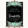 Black Mint Green & Silver Take Some Confetti Customised Wedding Sign