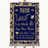 Blue & Gold Fingerprint Tree Instructions Customised Wedding Sign