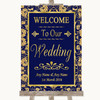 Blue & Gold Welcome To Our Wedding Customised Wedding Sign