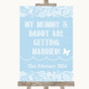 Blue Burlap & Lace Mummy Daddy Getting Married Customised Wedding Sign