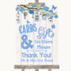 Blue Rustic Wood Cards & Gifts Table Customised Wedding Sign