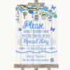 Blue Rustic Wood Don't Post Photos Online Social Media Customised Wedding Sign