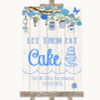 Blue Rustic Wood Let Them Eat Cake Customised Wedding Sign