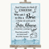 Blue Shabby Chic Cheese Board Song Customised Wedding Sign