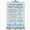 Blue Shabby Chic Rules Of The Dancefloor Customised Wedding Sign
