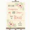 Blush Peach Floral Drink Champagne Dance Stars Customised Wedding Sign