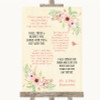 Blush Peach Floral Romantic Vows Customised Wedding Sign