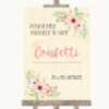 Blush Peach Floral Take Some Confetti Customised Wedding Sign