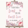 Blush Rose Gold & Lilac Guest Tree Leaf Customised Wedding Sign