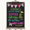 Bright Bunting Chalk Guestbook Advice & Wishes Lesbian Customised Wedding Sign
