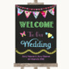 Bright Bunting Chalk Welcome To Our Wedding Customised Wedding Sign