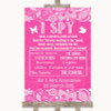 Bright Pink Burlap & Lace I Spy Disposable Camera Customised Wedding Sign