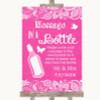 Bright Pink Burlap & Lace Message In A Bottle Customised Wedding Sign