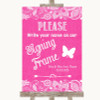 Bright Pink Burlap & Lace Signing Frame Guestbook Customised Wedding Sign