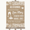 Burlap & Lace Alcohol Bar Love Story Customised Wedding Sign