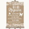 Burlap & Lace Important Special Dates Customised Wedding Sign