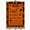 Burnt Orange Damask Fingerprint Tree Instructions Customised Wedding Sign