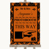 Burnt Orange Damask Photobooth This Way Right Customised Wedding Sign