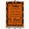 Burnt Orange Damask Today I Marry My Best Friend Customised Wedding Sign