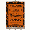Burnt Orange Damask Welcome To Our Wedding Customised Wedding Sign