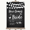 Chalk Style Black & White Lights Here Comes Bride Aisle Wedding Sign Chalk Style Black & White Lights Here Comes Bride Aisle Wedding Sign