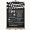 Chalk Style Black & White Lights I Spy Disposable Camera Wedding Sign